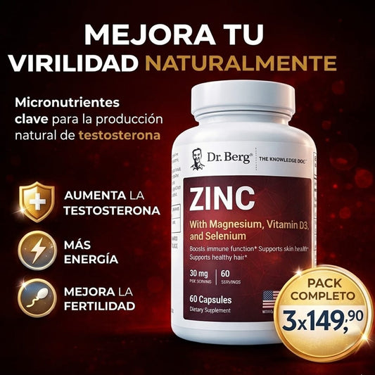 Zinc Matrix Testo Boost - Optimizador Metabólico Masculino Natural. Magnesio, Vitamina D3 y Selenio.